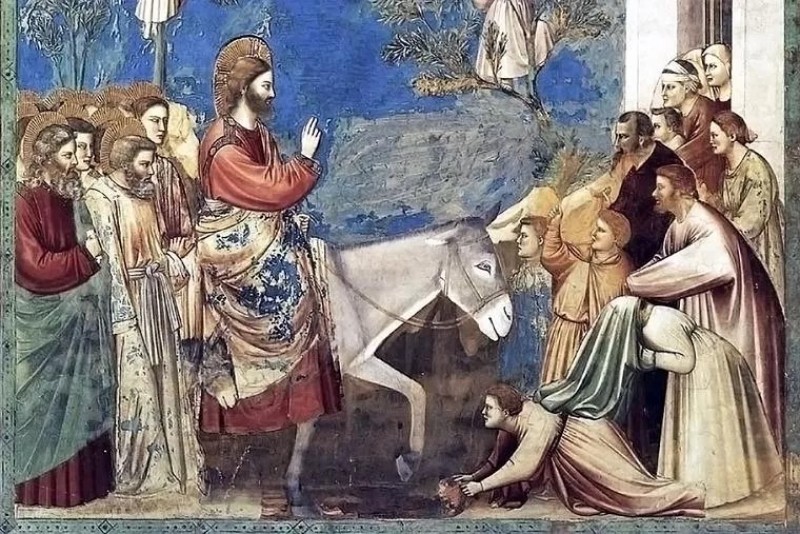 “Tiến vào Giêrusalem” của Giotto di Bondone, sáng tác 1304-1306, Nhà nguyện Scrovegni, Padua, Ý (Hình: Wikimedia Commons/Public Domain)