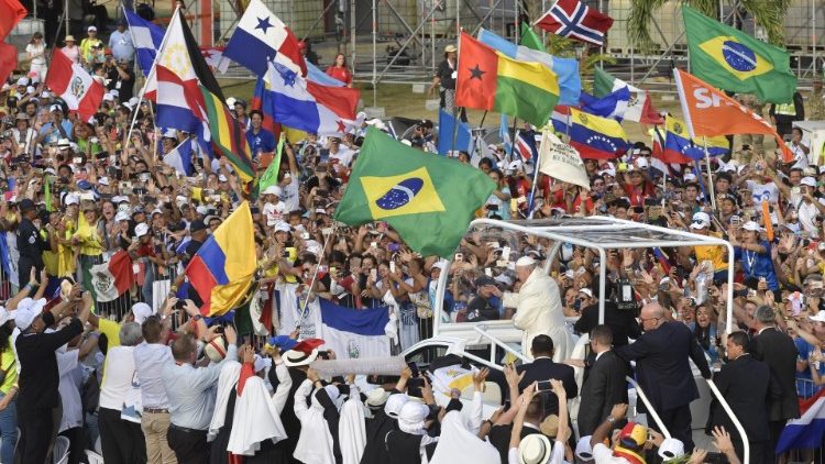 Đức Thánh Cha gặp gỡ giới trẻ tại Đại hội Giới trẻ Thế giới ở Panama năm 2019  (Vatican Media)