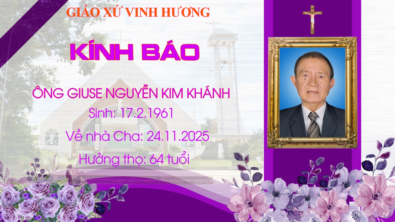 CÁO PHÓ: Ông Giuse Nguyễn Kim Khánh