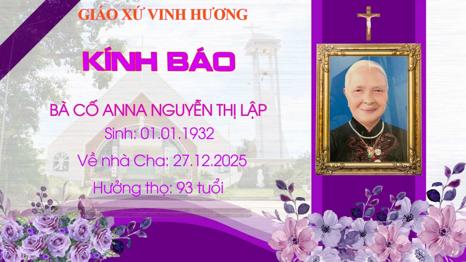 CÁO PHÓ: Bà cố Anna Nguyễn Thị Lập (Bà Dược)