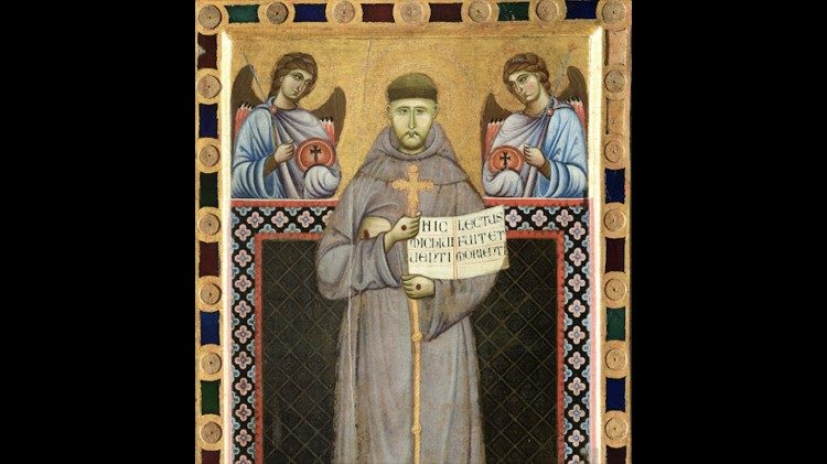 Bức tranh được vẽ trên tấm ván là giường và nơi đặt thi hài Thánh Phanxicô khi ngài qua đời