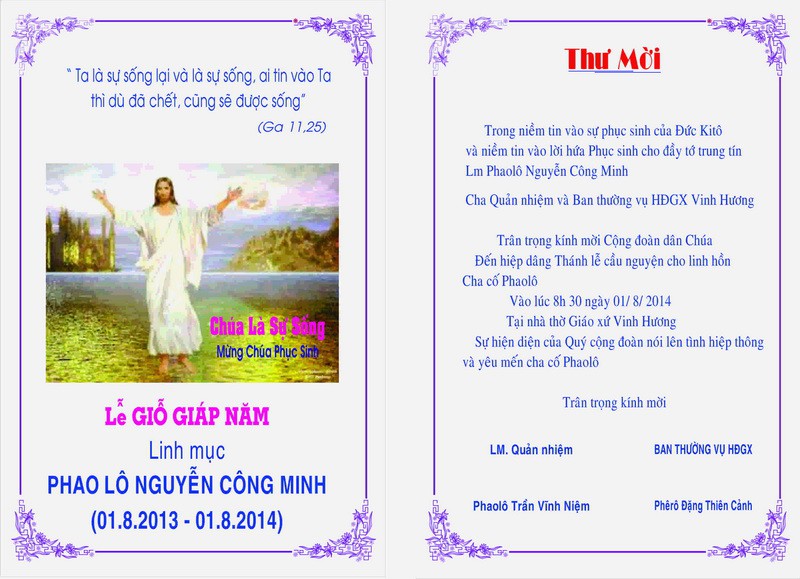 Thư mời: Giỗ giáp năm Cha cố Phaolô