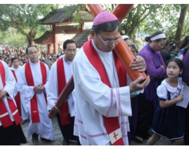 Đức Giám Mục Chủ Sự Nghi Thức Đi Đàng Thánh Giá tại Giang Sơn - 2016