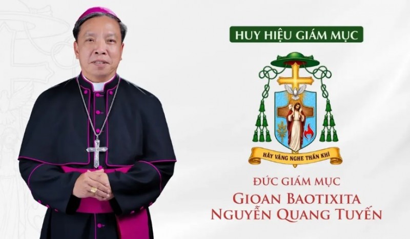 Huy hiệu và khẩu hiệu của Đức Giám mục Gioan Baotixita Nguyễn Quang Tuyến