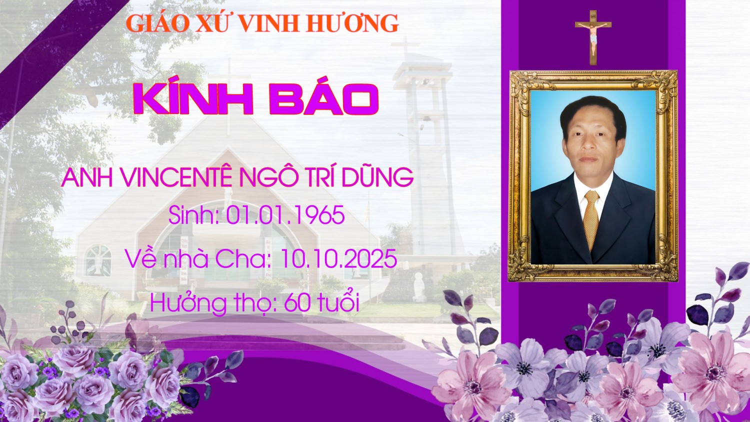 CÁO PHÓ: Anh Vincentê Ngô Trí Dũng