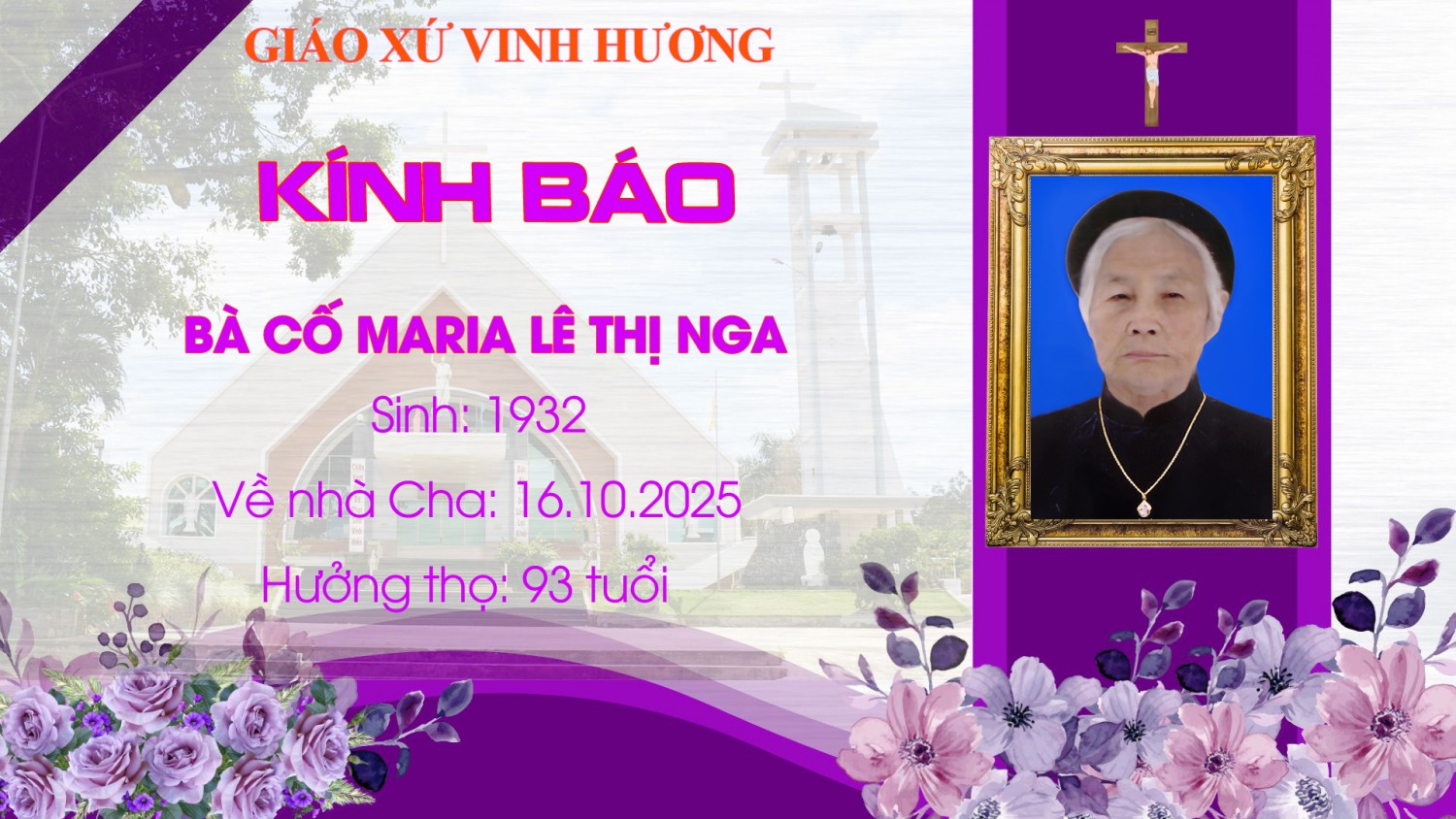 CÁO PHÓ: Bà cố Maria Lê Thị Nga