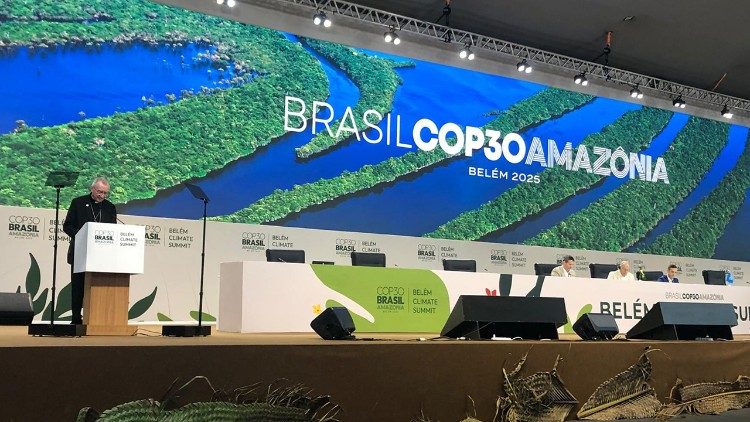 Đức Hồng Y Pietro Parolin đọc thông điệp của Đức Thánh Cha Lêô XIV tại Hội nghị COP30, Brazil, ngày 07.11.2025