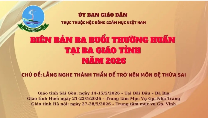 Uỷ ban Giáo dân: Biên bản ba buổi Thường huấn tại ba Giáo tỉnh năm 2026