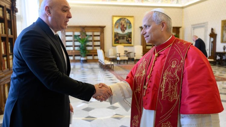 Đức Thánh Cha Lêô XIV gặp Tổng thống Libăng Joseph Aoun, Vatican, ngày 20.08.2026.